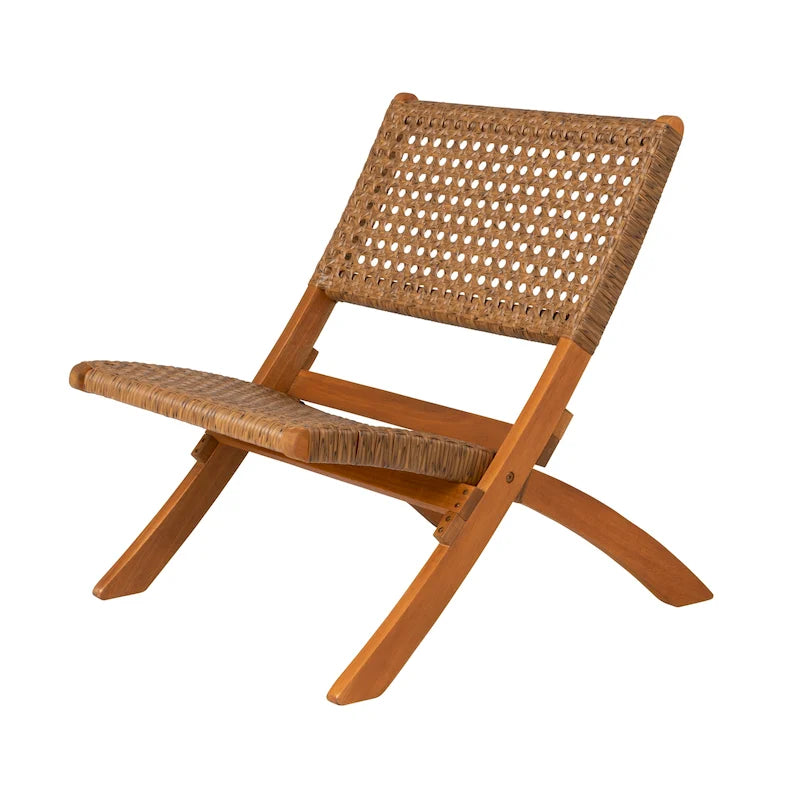 Chaise pliante Sava pour l'intérieur et l'extérieur en osier beige