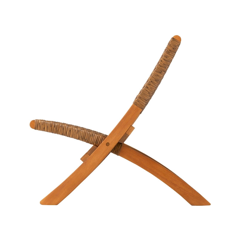 Chaise pliante Sava pour l'intérieur et l'extérieur en osier beige