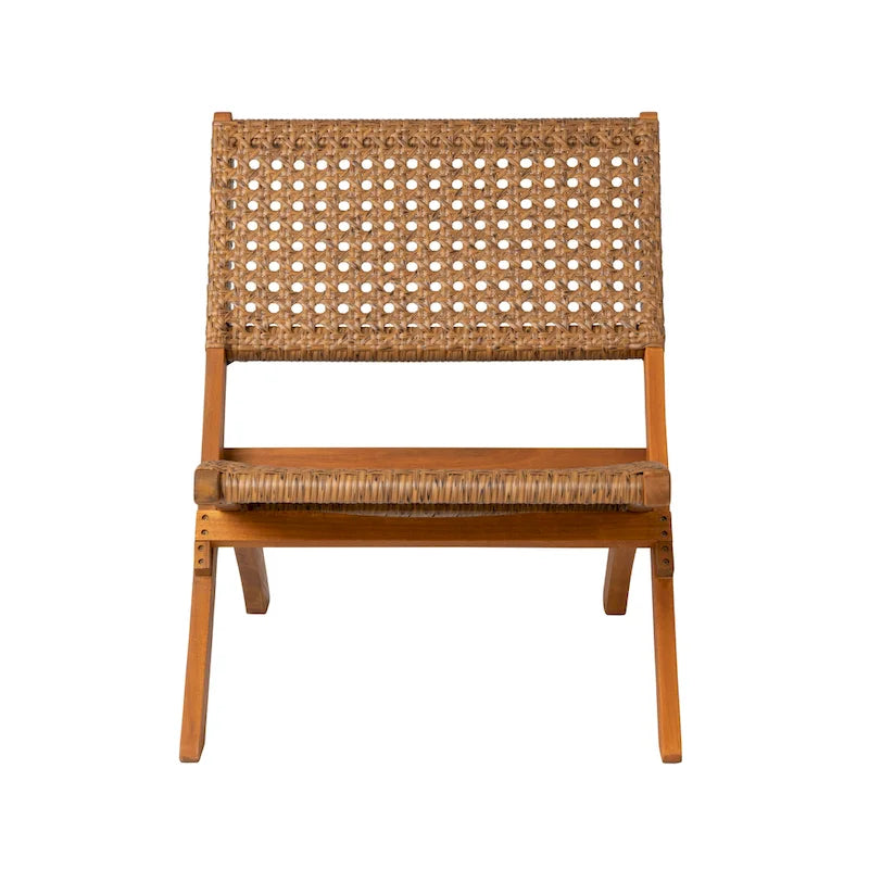Chaise pliante Sava pour l'intérieur et l'extérieur en osier beige