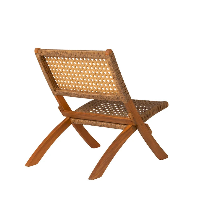 Chaise pliante Sava pour l'intérieur et l'extérieur en osier beige