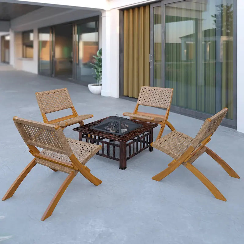 Chaise pliante Sava pour l'intérieur et l'extérieur en osier beige