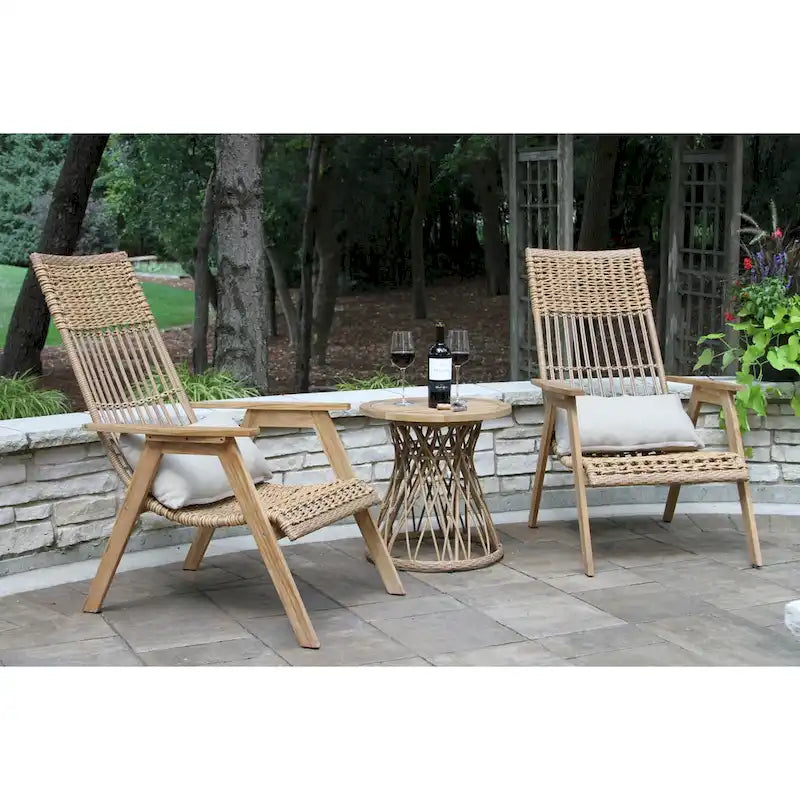 2 chaises longues Samera Teak & Bohemian Basket