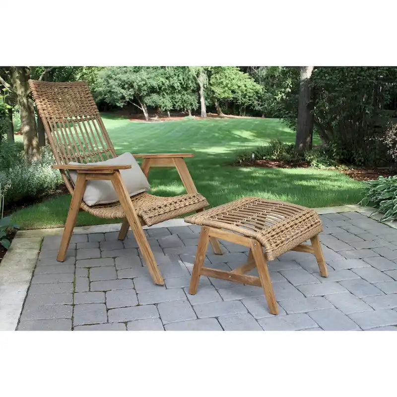 2 chaises longues Samera Teak & Bohemian Basket