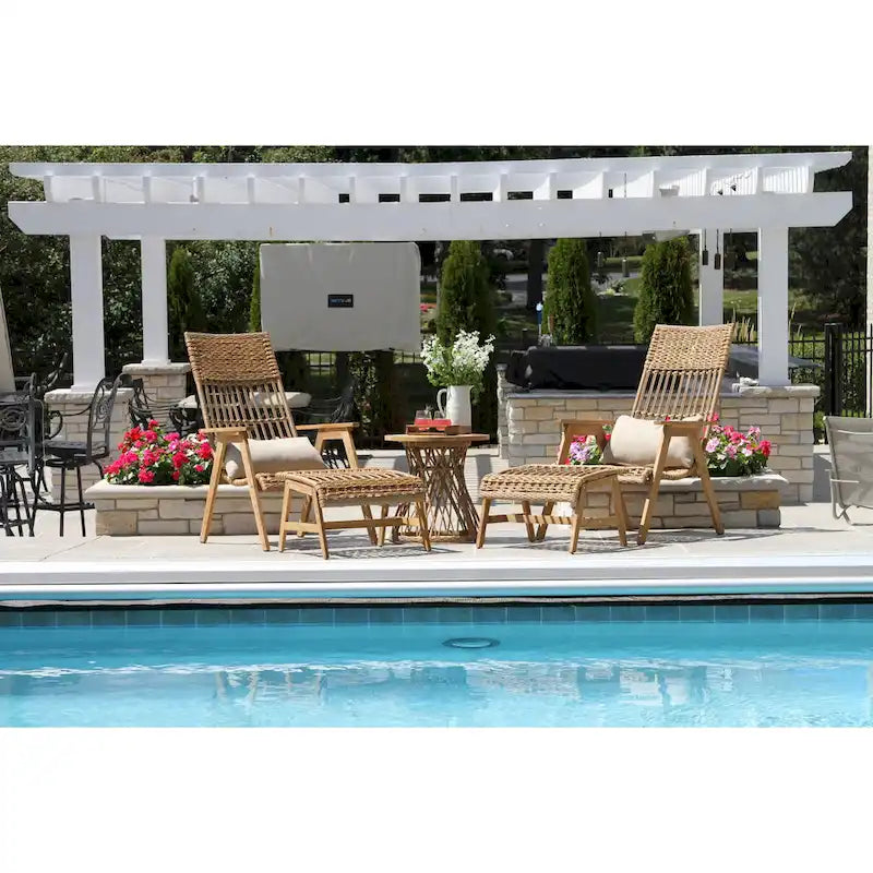 2 chaises longues Samera Teak & Bohemian Basket