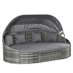 Outsunny Ensemble de 4 fauteuils de salon en rotin PE pour terrasse, Ensemble de meubles de conversation de jardin en rotin d'extérieur, Lit rond convertible en canapé