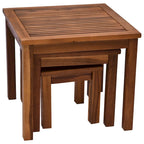 Outsunny Ensemble de 3 Tables Gigognes d'Extérieur avec Structure en Bois d'Acacia et Design Polyvalent
