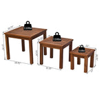 Outsunny Ensemble de 3 Tables Gigognes d'Extérieur avec Structure en Bois d'Acacia et Design Polyvalent