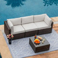 Ensemble de meubles d'extérieur COSIEST 4 pièces, sectionnel en osier marron