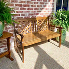 MAISON ARTS Outdoor Patio Wooden Bench with Armrest and Backrest for Garden, Patio, Lawn, Balcony, Yard, Porch