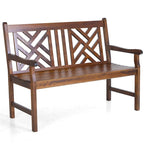 MAISON ARTS Banc en bois d'extérieur avec accoudoirs et dossier pour jardin, terrasse, pelouse, balcon, cour, porche