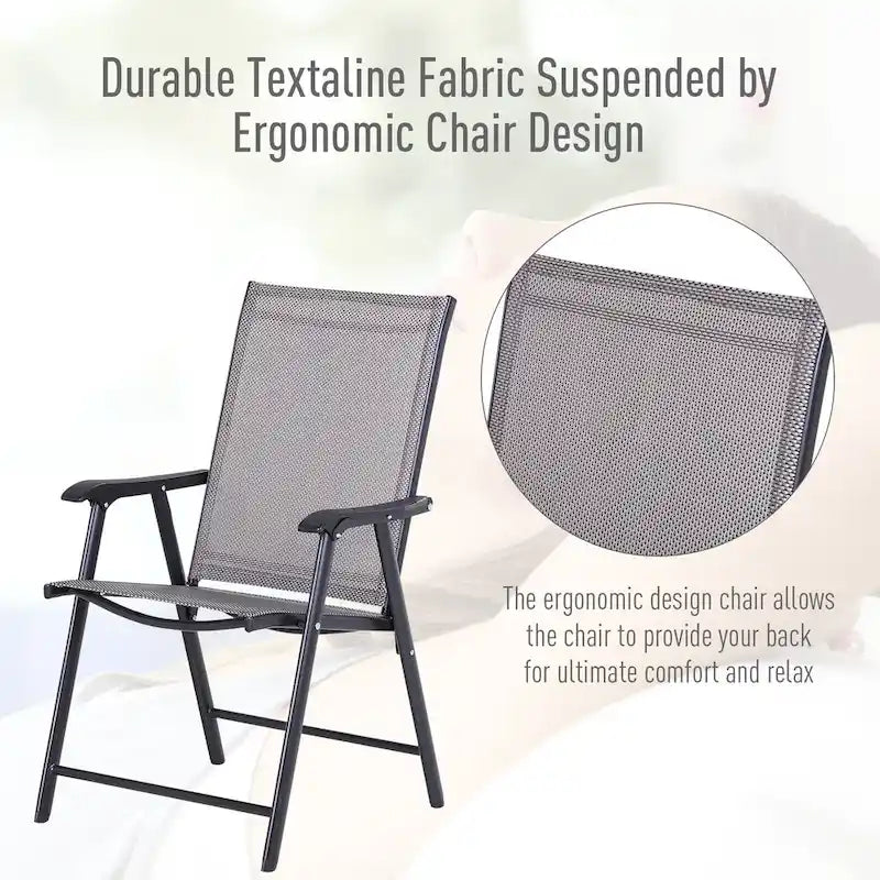 Chaises de patio pliantes grises Podena (lot de 2) par Havenside Home