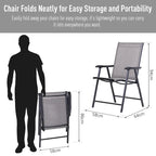 Chaises de patio pliantes grises Podena (lot de 2) par Havenside Home