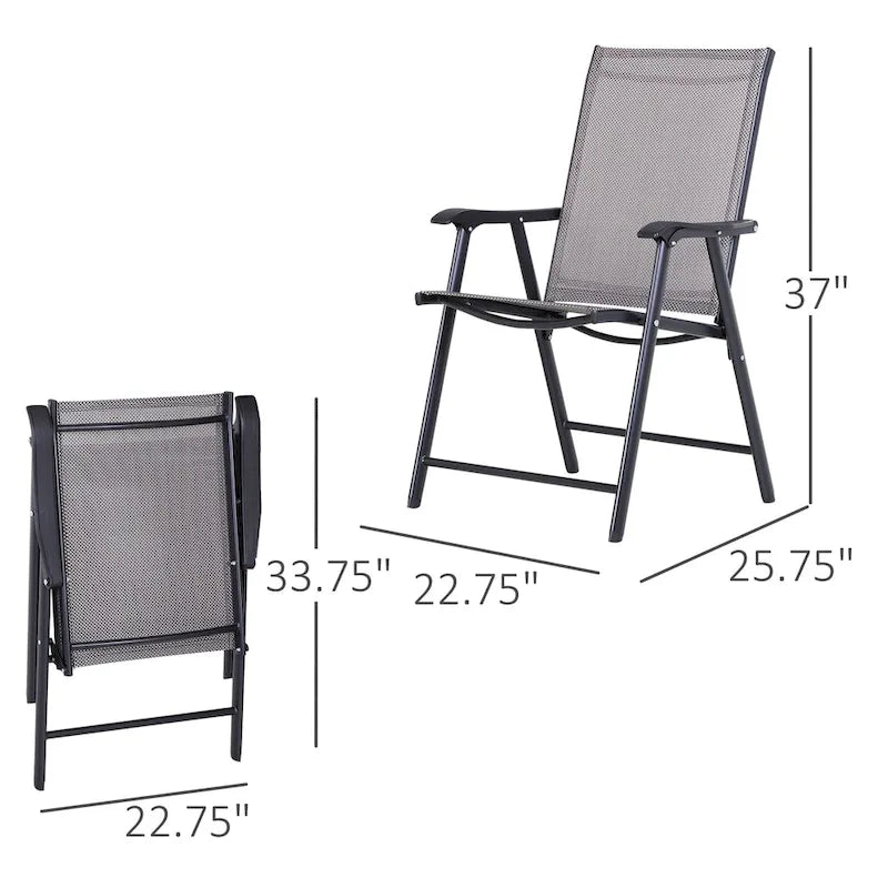 Chaises de patio pliantes grises Podena (lot de 2) par Havenside Home