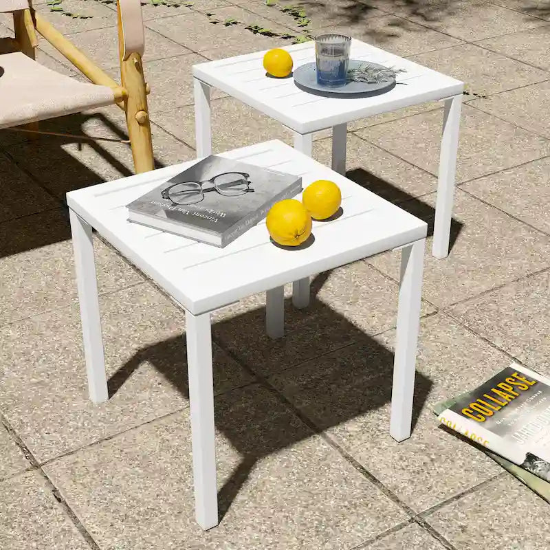 Table d'appoint d'extérieur carrée Pellebant en aluminium - 15,67 L x 15,67 l x 15,83 H