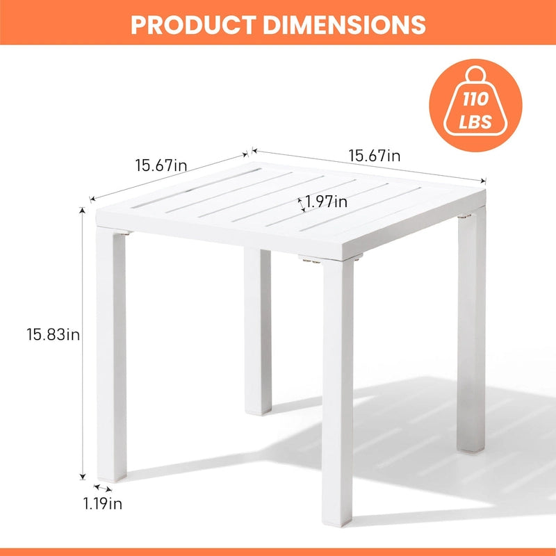 Table d'appoint d'extérieur carrée Pellebant en aluminium - 15,67 L x 15,67 l x 15,83 H