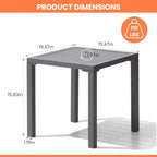 Table d'appoint d'extérieur carrée Pellebant en aluminium - 15,67 L x 15,67 l x 15,83 H