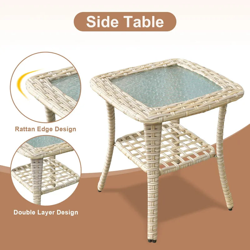 HOOOWOOO Ensemble de mobilier d'extérieur en rotin osier 9 pièces avec fauteuils à bascule pivotants