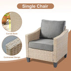 HOOOWOOO Ensemble de mobilier d'extérieur en rotin osier 9 pièces avec fauteuils à bascule pivotants