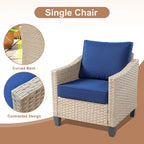 HOOOWOOO Ensemble de mobilier d'extérieur en rotin osier 9 pièces avec fauteuils à bascule pivotants