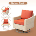 HOOOWOOO Ensemble de mobilier d'extérieur en rotin osier 9 pièces avec fauteuils à bascule pivotants