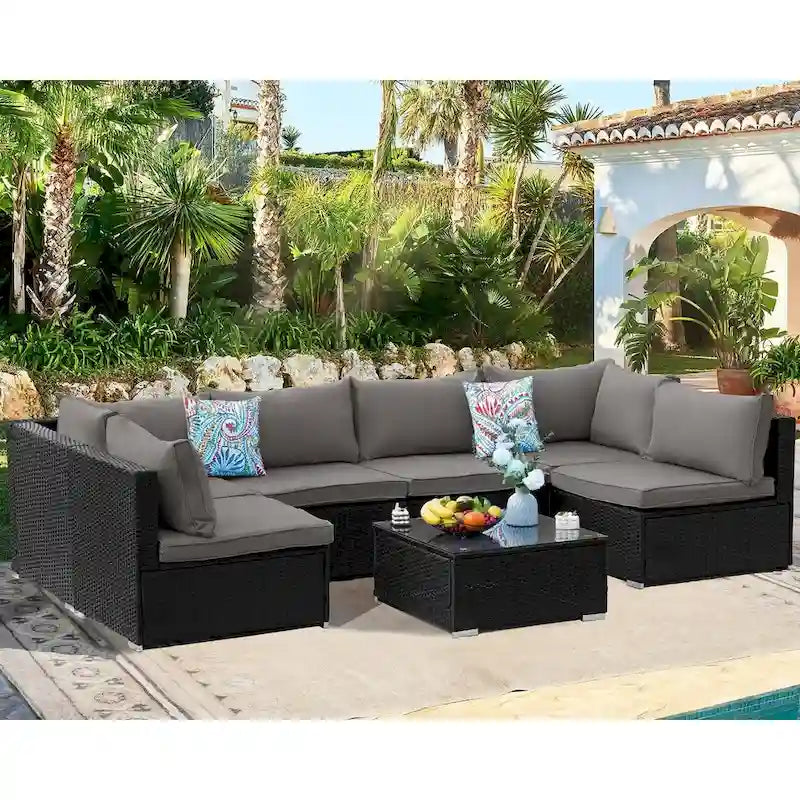 Outdoor 7-Piece Sofa Seating Group with Cushions