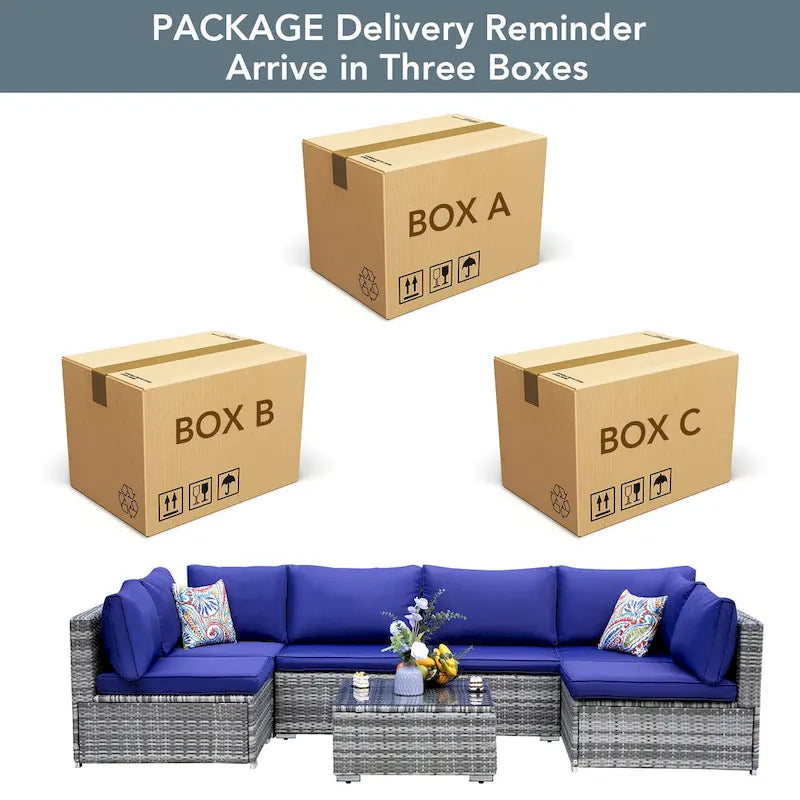 Ensemble de canapés de jardin 7 pièces avec coussins