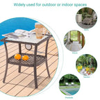 BONOSUKI Table d'appoint d'extérieur en rotin PE, plateau en verre cannelé