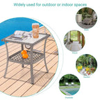 BONOSUKI Table d'appoint d'extérieur en rotin PE, plateau en verre cannelé