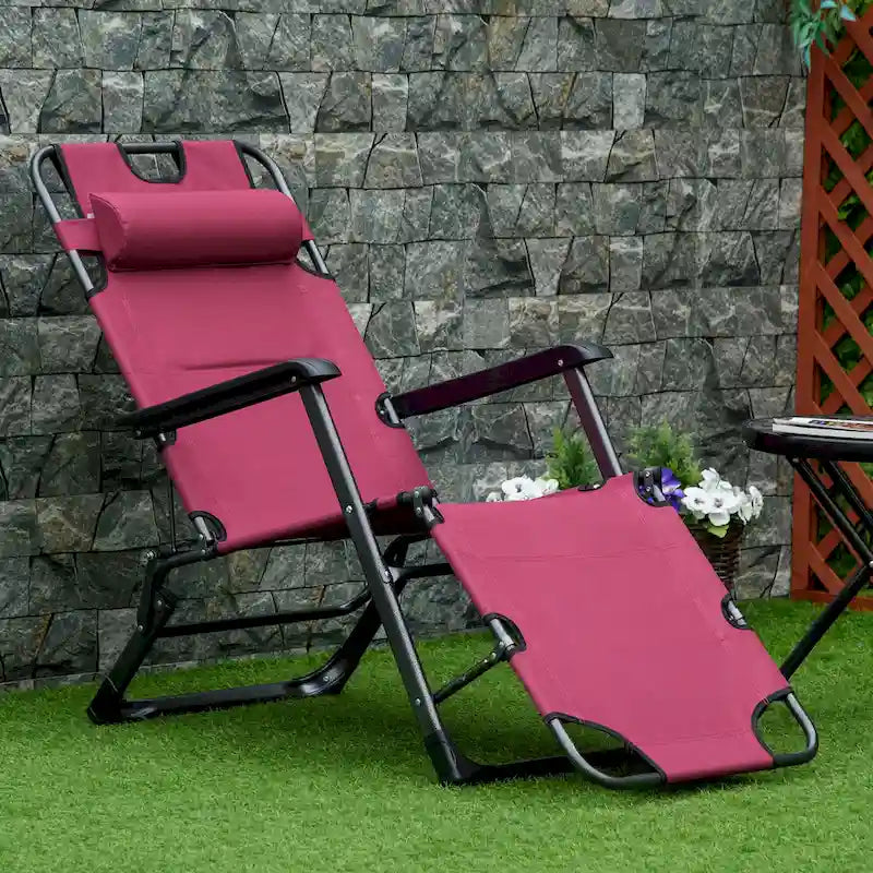 Bain de soleil de terrasse 2-en-1 Outsunny avec oreiller, transat de jardin pliant inclinable à 120/180°, en tissu Oxford