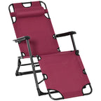 Bain de soleil de terrasse 2-en-1 Outsunny avec oreiller, transat de jardin pliant inclinable à 120/180°, en tissu Oxford