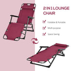 Bain de soleil de terrasse 2-en-1 Outsunny avec oreiller, transat de jardin pliant inclinable à 120/180°, en tissu Oxford
