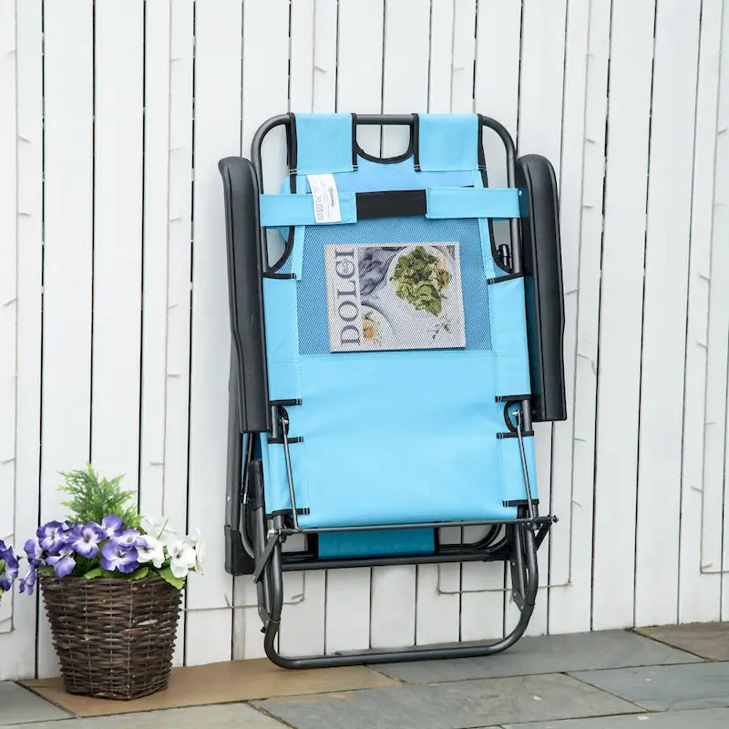 Bain de soleil de terrasse 2-en-1 Outsunny avec oreiller, transat de jardin pliant inclinable à 120/180°, en tissu Oxford