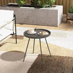 Table basse d'extérieur avec poignée, table d'appoint d'extérieur portable résistante aux intempéries Millie 17 pouces, table d'appoint ronde en acier
