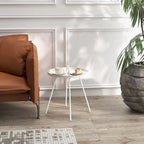 Table basse d'extérieur avec poignée, table d'appoint d'extérieur portable résistante aux intempéries Millie 17 pouces, table d'appoint ronde en acier