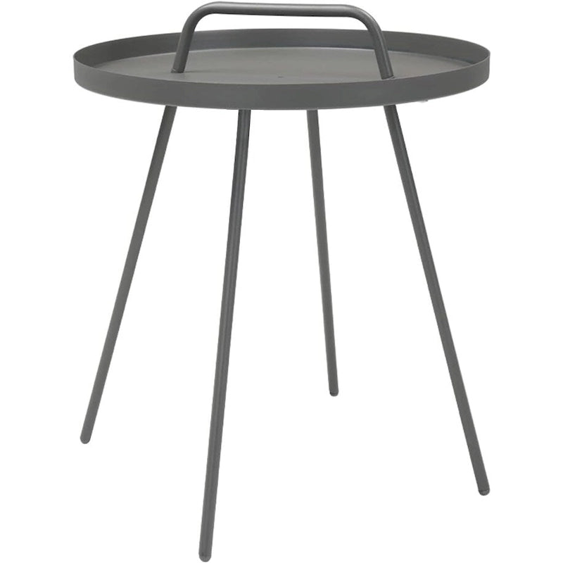 Table basse d'extérieur avec poignée, table d'appoint d'extérieur portable résistante aux intempéries Millie 17 pouces, table d'appoint ronde en acier