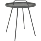 Table basse d'extérieur avec poignée, table d'appoint d'extérieur portable résistante aux intempéries Millie 17 pouces, table d'appoint ronde en acier