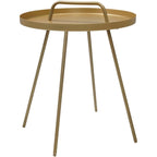 Table basse d'extérieur avec poignée, table d'appoint d'extérieur portable résistante aux intempéries Millie 17 pouces, table d'appoint ronde en acier