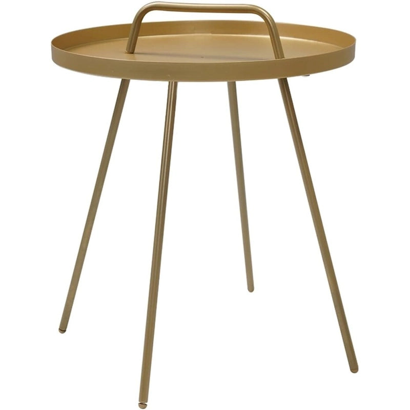 Table basse d'extérieur avec poignée, table d'appoint d'extérieur portable résistante aux intempéries Millie 17 pouces, table d'appoint ronde en acier