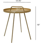 Table basse d'extérieur avec poignée, table d'appoint d'extérieur portable résistante aux intempéries Millie 17 pouces, table d'appoint ronde en acier