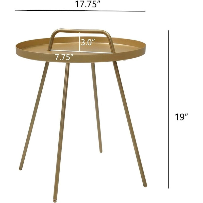 Table basse d'extérieur avec poignée, table d'appoint d'extérieur portable résistante aux intempéries Millie 17 pouces, table d'appoint ronde en acier