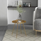 Table basse d'extérieur avec poignée, table d'appoint d'extérieur portable résistante aux intempéries Millie 17 pouces, table d'appoint ronde en acier
