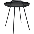 Table basse d'extérieur avec poignée, table d'appoint d'extérieur portable résistante aux intempéries Millie 17 pouces, table d'appoint ronde en acier