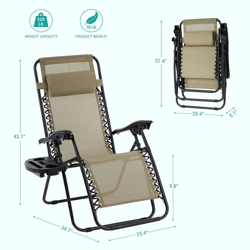 Chaise longue inclinable pliante Bonosuki Patio Zero Gravity