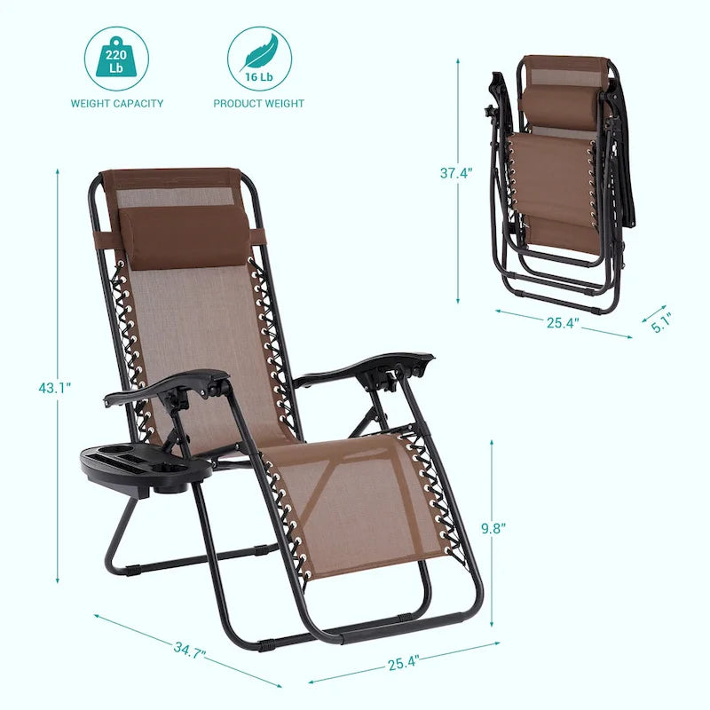 Chaise longue inclinable pliante Bonosuki Patio Zero Gravity