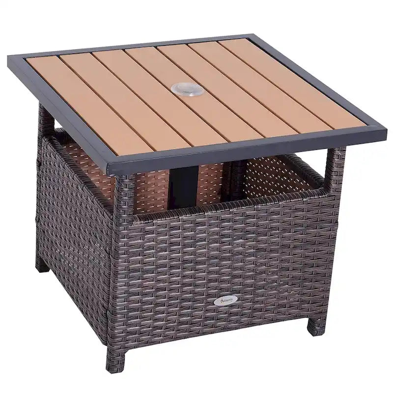 Table d'appoint d'extérieur en rotin Outsunny avec insert pour parasol