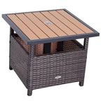 Table d'appoint d'extérieur en rotin Outsunny avec insert pour parasol
