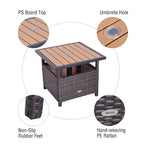 Table d'appoint d'extérieur en rotin Outsunny avec insert pour parasol