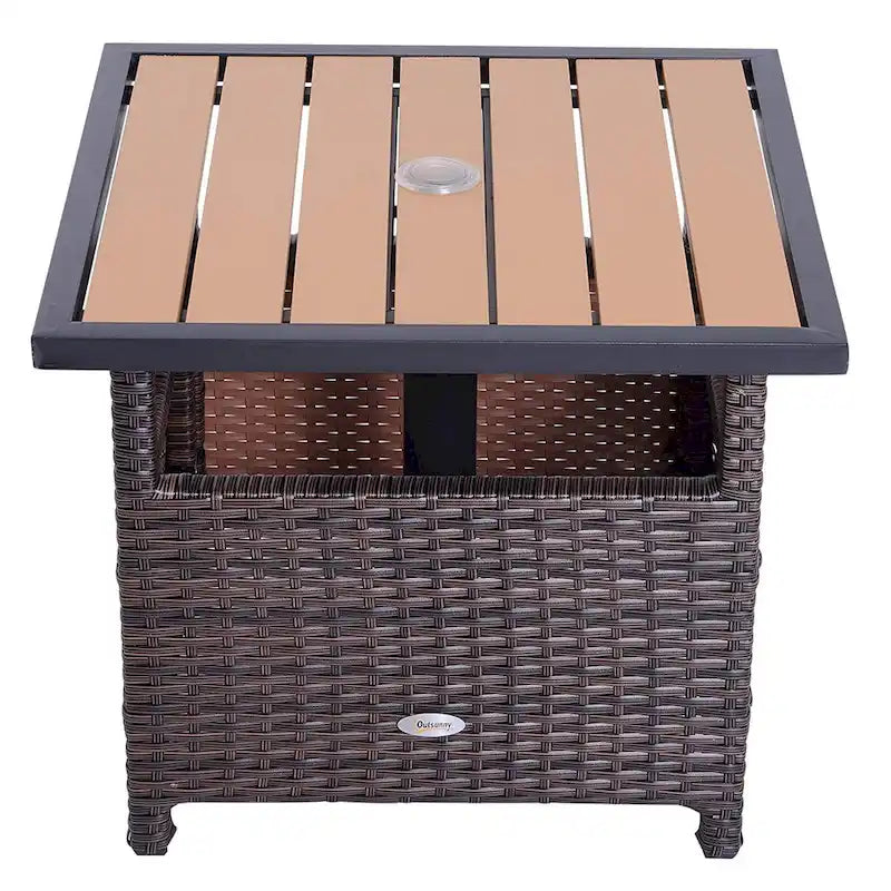 Table d'appoint d'extérieur en rotin Outsunny avec insert pour parasol