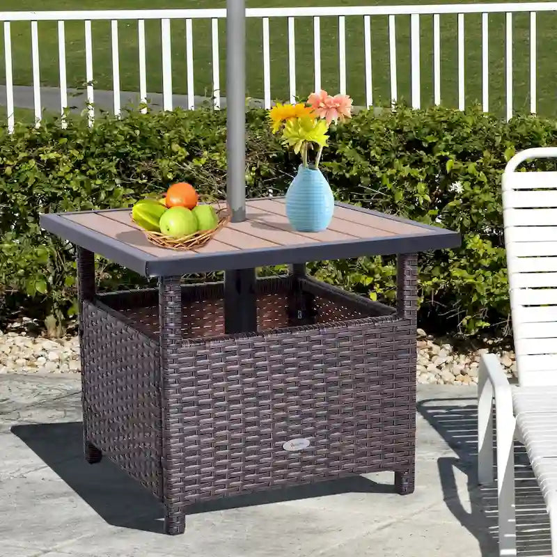 Table d'appoint d'extérieur en rotin Outsunny avec insert pour parasol