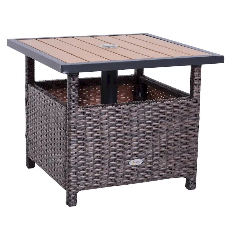 Table d'appoint d'extérieur en rotin Outsunny avec insert pour parasol